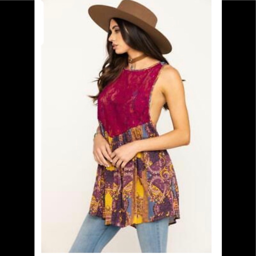 Free People Cowboy Hippie western oversized Spring Swing Tunic dress